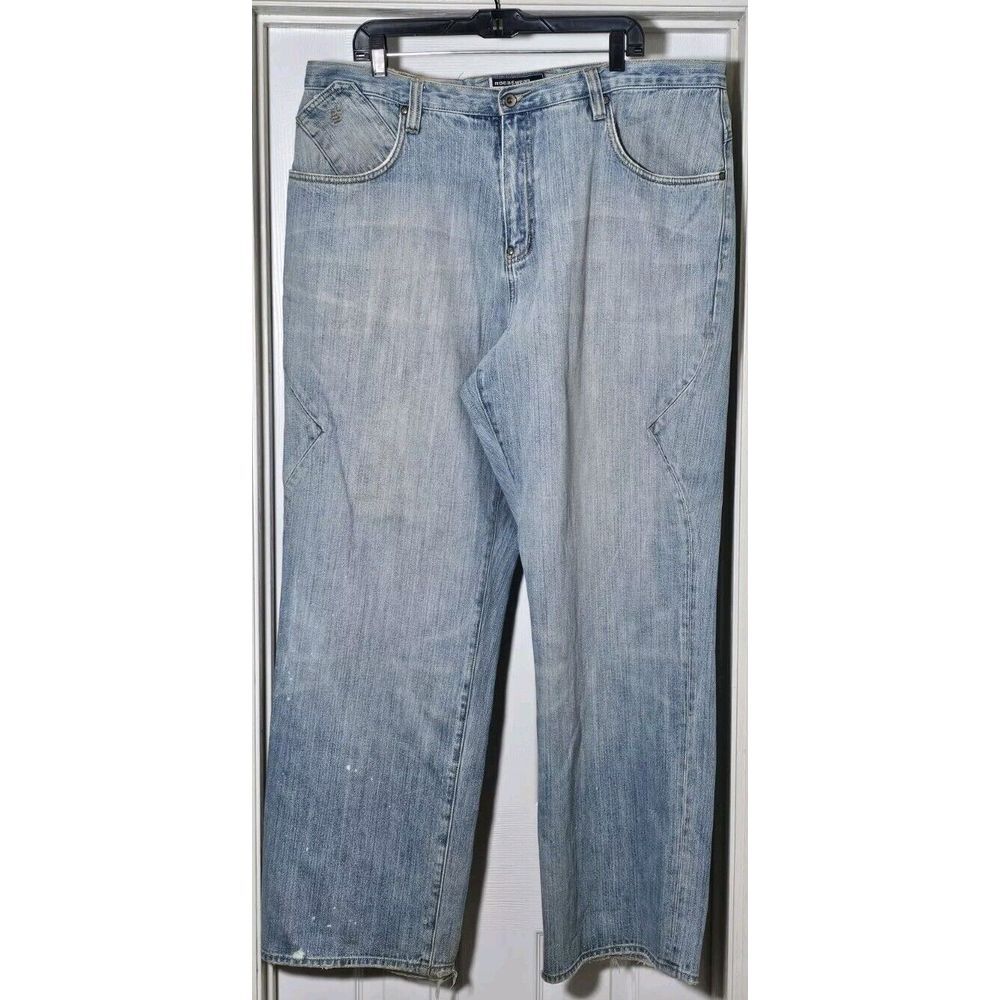Vintage Rocawear Wide Leg Jeans Men's 40x34 Light Wash‎ Embroidered Y2K Hip Hop